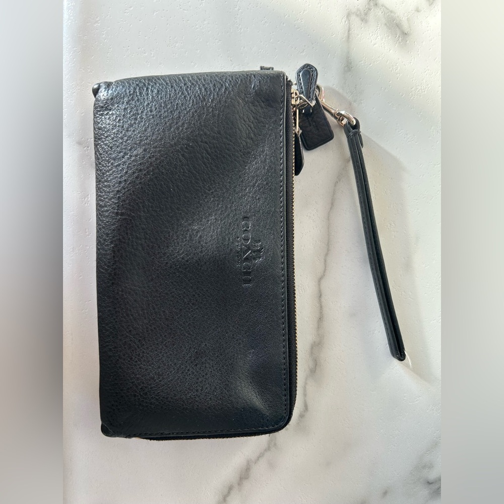 Coach Factory Black Double Zip Wallet